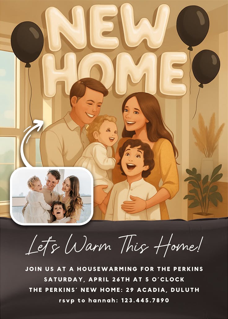 New home balloons - housewarming invitation